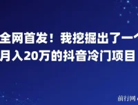 月入20万的抖音冷门项目