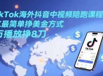 TikTok海外抖音中视频陪跑课程：TK AI玩法轻松挣美金