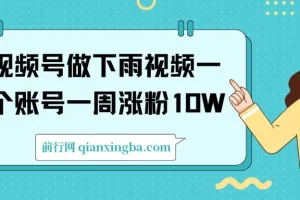 视频号下雨视频涨粉项目：一周涨粉10W+，年入100W