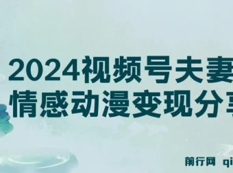 2024视频号夫妻情感动漫变现分享课：玩法全过程讲解