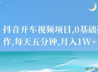 抖音开车视频项目：0基础操作，每日五分钟可创收