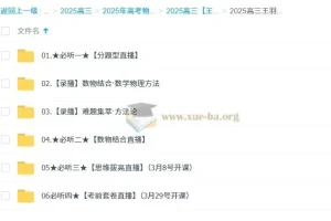 2025高三高考物理王羽全年一轮二轮课程（暑假秋季寒假春季）