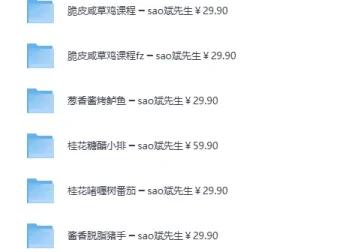 sao斌先生家常菜菜谱高清视频教程（30套）