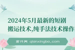 2024年5月最新短剧搬运纯手法技术操作