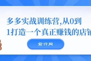 多多实战训练营：从0到1打造赚钱店铺