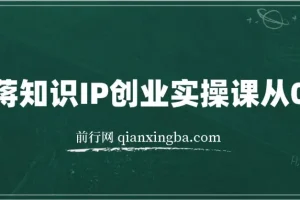 老蒋知识IP创业实操课：从0到1打造个人品牌