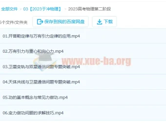 2023高三高考物理于冲课程：第一、二阶段更新6讲
