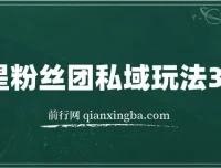 明星粉丝团私域玩法3.0：变现稳定且暴力的干货教程