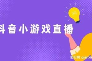 新风口抖音小游戏直播保姆式教学：适合小白，每日仅需2小时