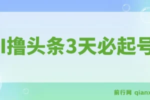AI撸头条：3天必起号互联网创业项目