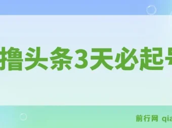 AI撸头条：3天必起号互联网创业项目