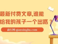 最新付费文章《谁能给我的孩子一个出路?》