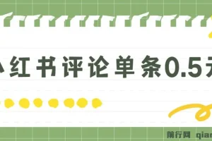 小红书评论副业：单条0.5元，日入300+无上限