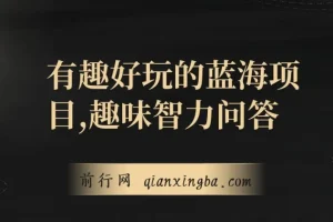 趣味智力问答项目：有趣好玩的蓝海商机