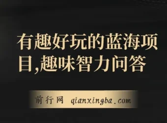 趣味智力问答项目：有趣好玩的蓝海商机