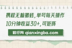 携程无脑搬砖项目：新手可操作的创作收益项目