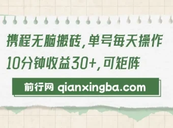 携程无脑搬砖项目：新手可操作的创作收益项目