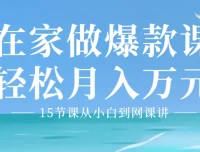 15节课：从小白到爆款网课讲师，0基础在家轻松月入万元
