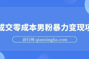 男粉暴力变现项目：高成交0成本变现方案