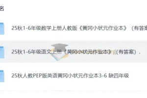 25秋人教版《黄冈小状元作业本》：语文、数学、英语全学科资源