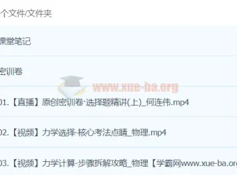 何连伟2024高三高考物理密训班
