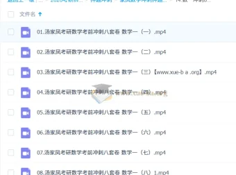 汤家凤考研数学冲刺押题班