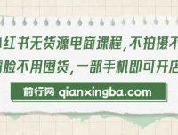 小红书无货源电商实战课程，零拍摄零露脸，一部手机轻松开店