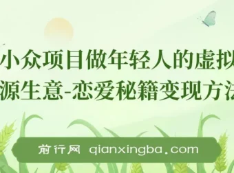 年轻人虚拟资源生意新玩法：恋爱秘籍变现教程与全套资源
