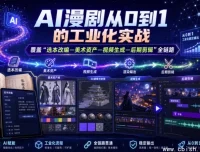 AI漫剧从0到1工业化实战课程：选本改编、美术资产、视频生成、后期剪辑全链路系统教学