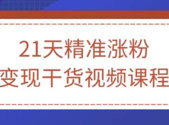 21天精准涨粉变现干货视频课程，从零基础到稳定变现的实操指南