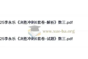 2025考研数学冲刺必备：李永乐《决胜冲刺6套卷》数一/数二/数三PDF