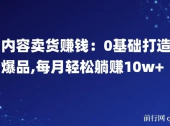 内容卖货赚钱：0基础打造爆品，每月轻松躺赚10w+