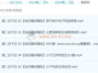 2024高中化学 吕子正 高二化学寒假班（知识精讲精练）