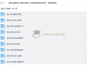蜂鸟微课堂摄影后期Ps教程 16种调色风格实战 含源码课件