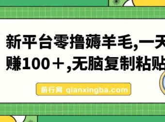 新平台零撸薅羊毛教程，复制粘贴操作日赚100+