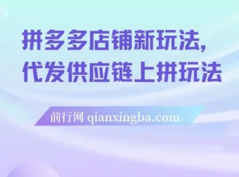 拼多多店铺代发供应链上拼玩法，新手开店全流程实操课程