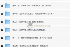 青少年儿童超强专注力训练营教程 12节视频课 解决分心拖拉问题
