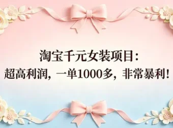 淘宝千元女装项目实操课，小众蓝海赛道全流程拆解