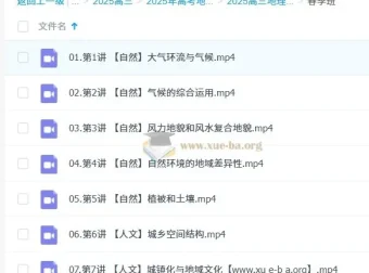 2025高三高考地理 周欣一轮二轮全阶段课程