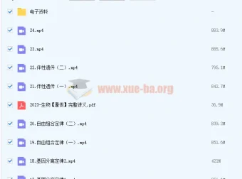 2023高考生物 万猛生物暑假班24讲完结 秋季班持续更新